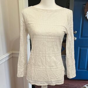 NWOT BCBGMaxAzria LaceWhite Long Sleeve Top Size L Large 12 14